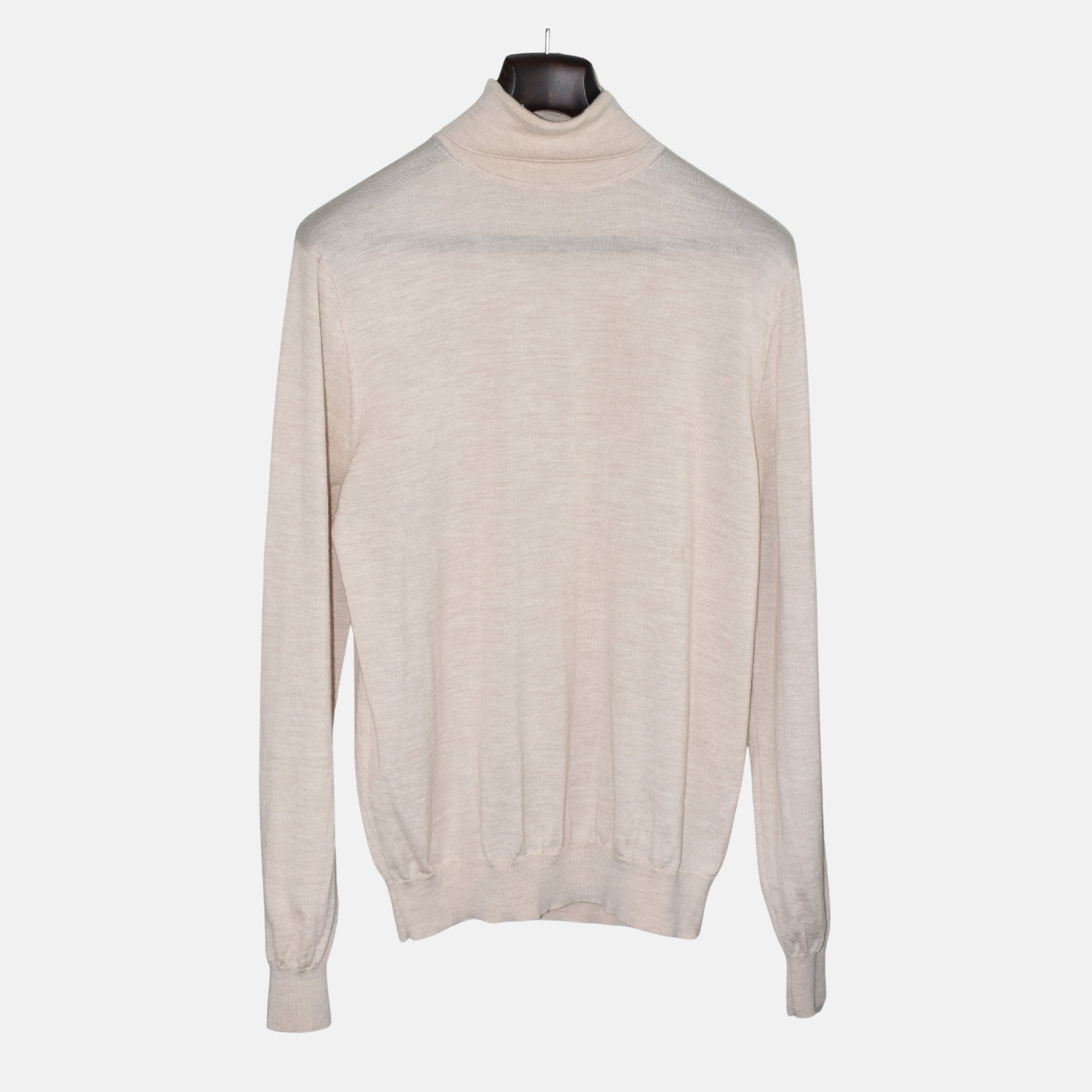 Beige Turtleneck Sweater made of Merino Wool (XL)