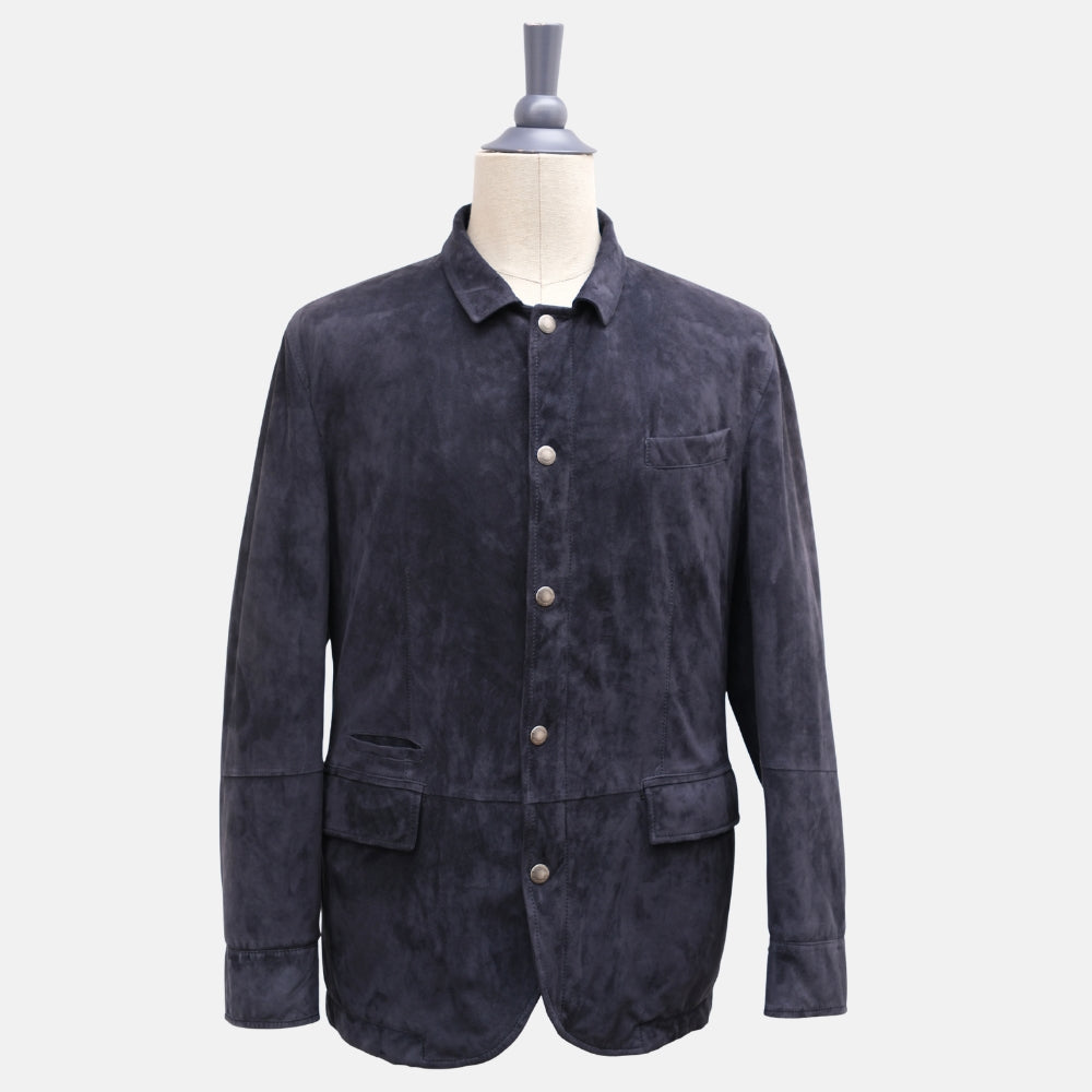 Navy Jacket made of Leather (M)