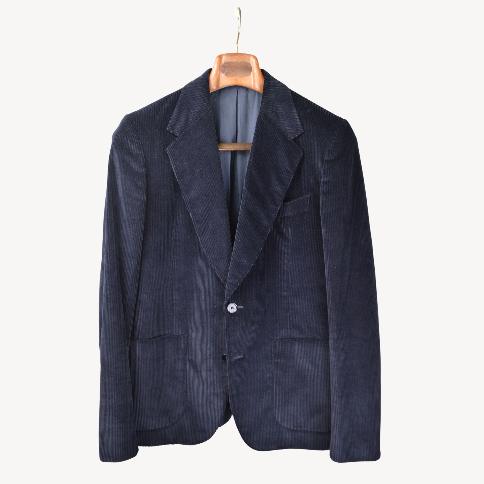 Navy Blue Corduroy Blazer made of Cotton (48)