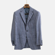 Blue/Bordeaux Blazer made of Wool/Linen/Silk