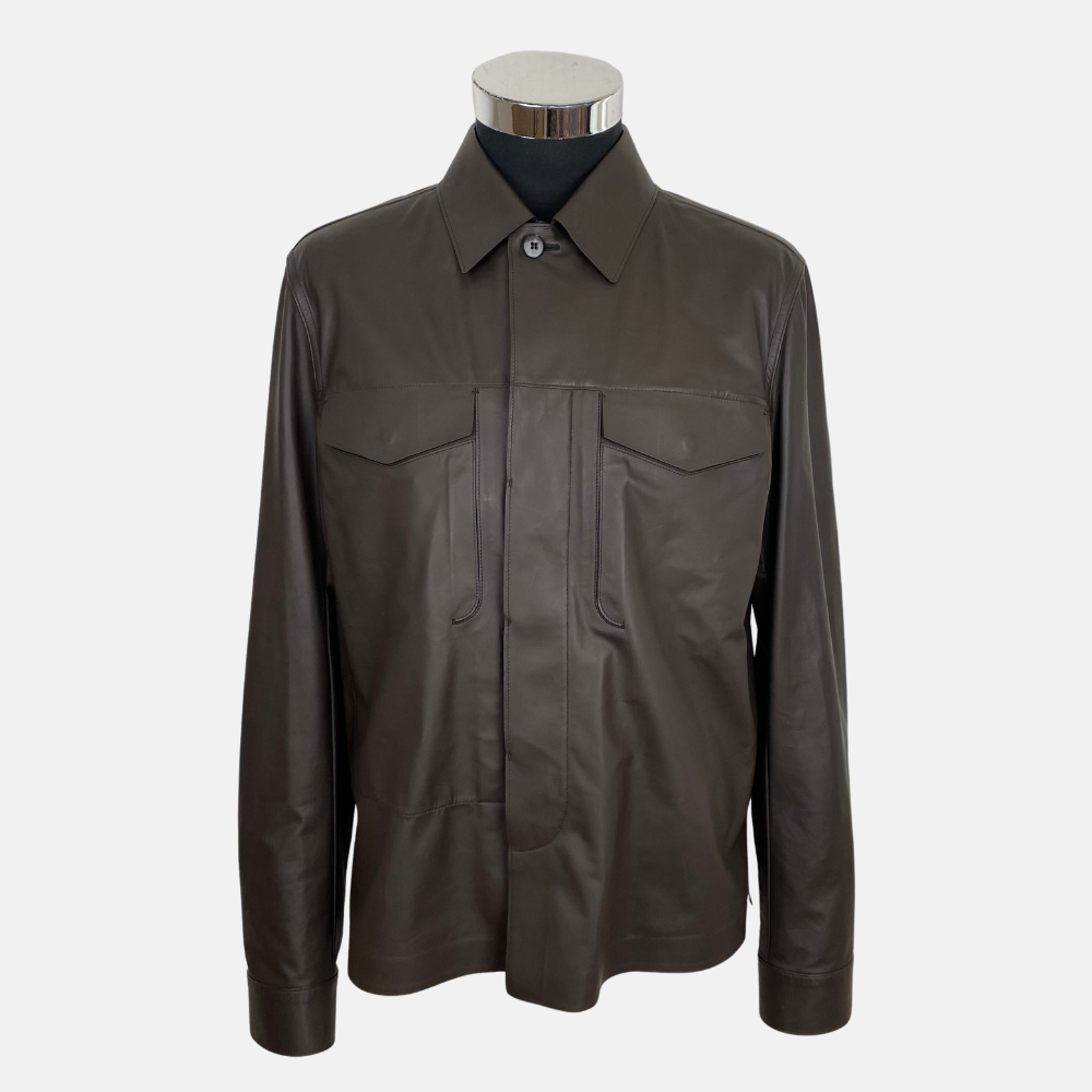 Brown Shirt Jacket made of Leather (50)