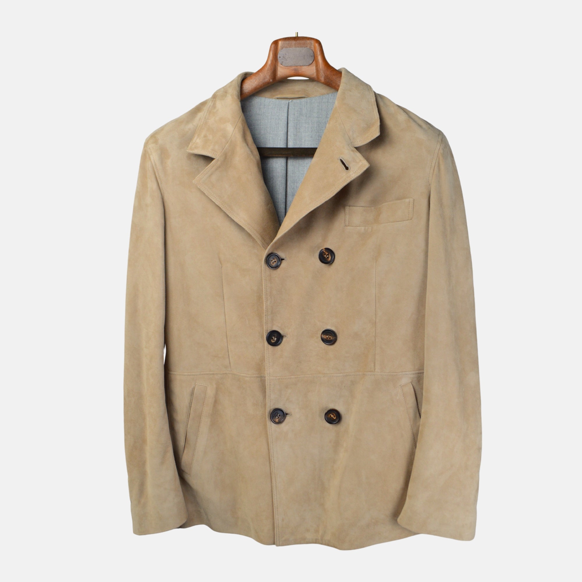 Beige Suede Pea Coat (50)