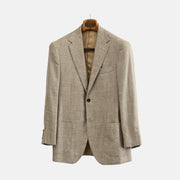 Beige Patterned Blazer made of Wool/Linen/Silk