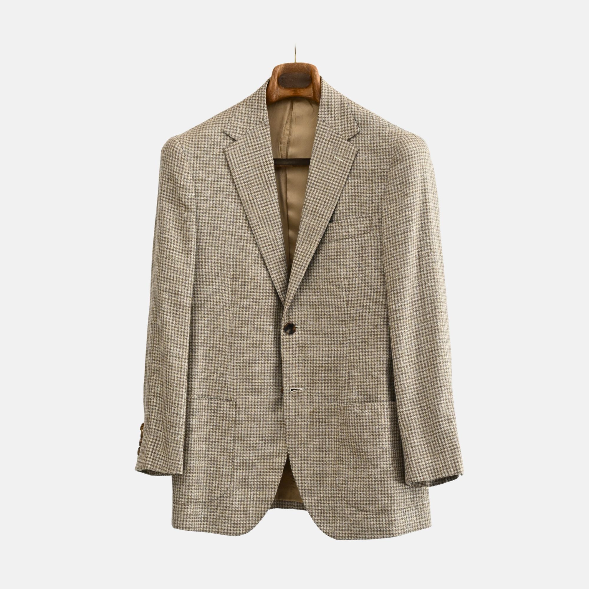 Beige Patterned Blazer made of Wool/Linen/Silk