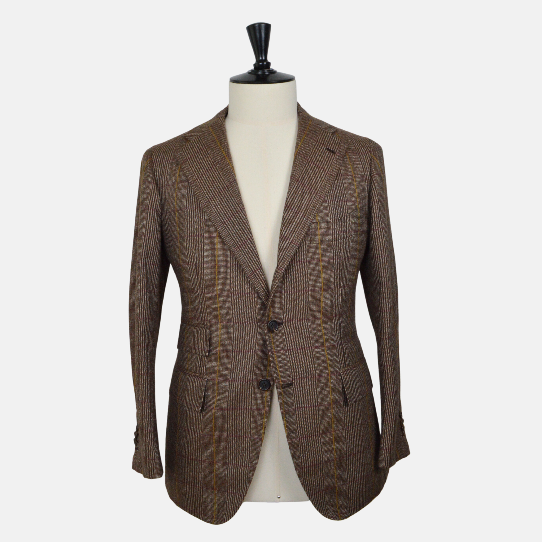 Brown Patterned 3 Piece-Suit made of Virgin Wool