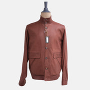 Brown/Beige Reversible Jacket made of Leather (L)