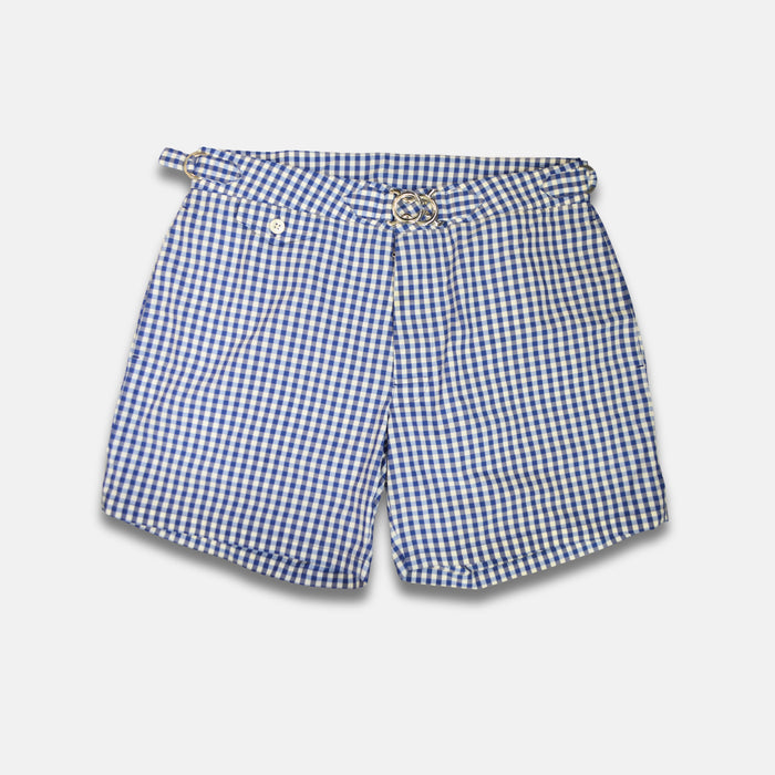 White/Blue Checked Swim Shorts (30 INCH)