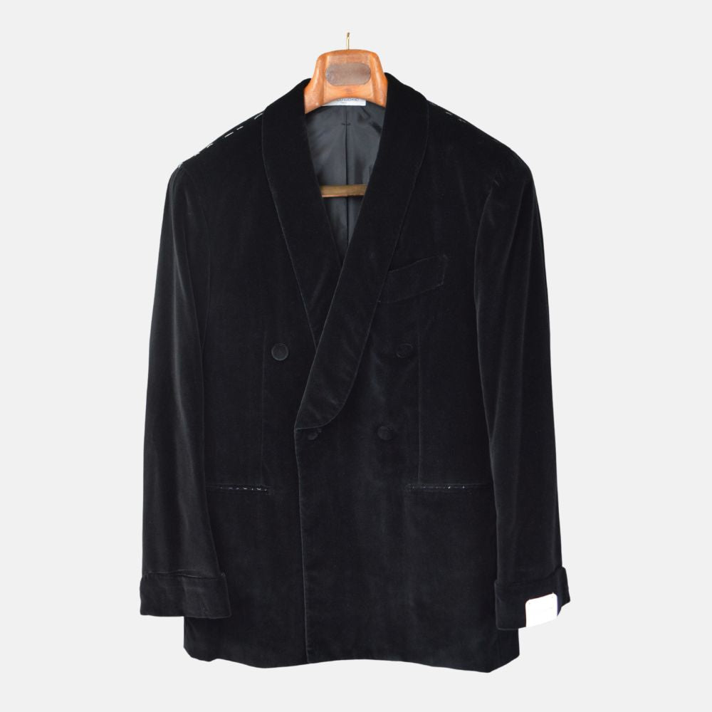 Black Shawl Collar Velvet Blazer made of Cotton (EU 48)