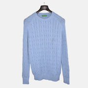 Light Blue Cable Knit Sweater made of Cotton (XXL)