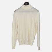 Cream Turtleneck Sweater made of Merino Wool (XL)