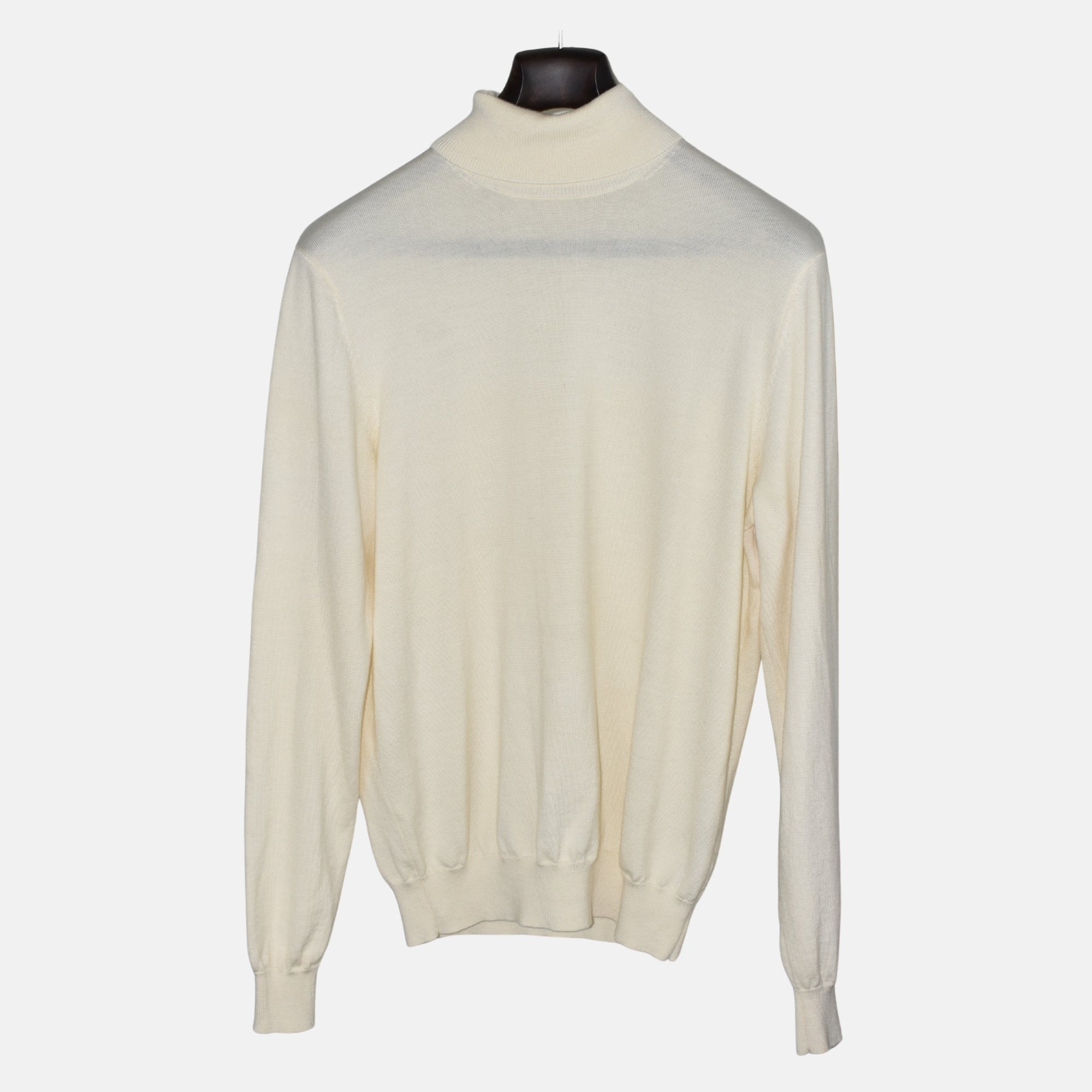 Cream Turtleneck Sweater made of Merino Wool (XL)