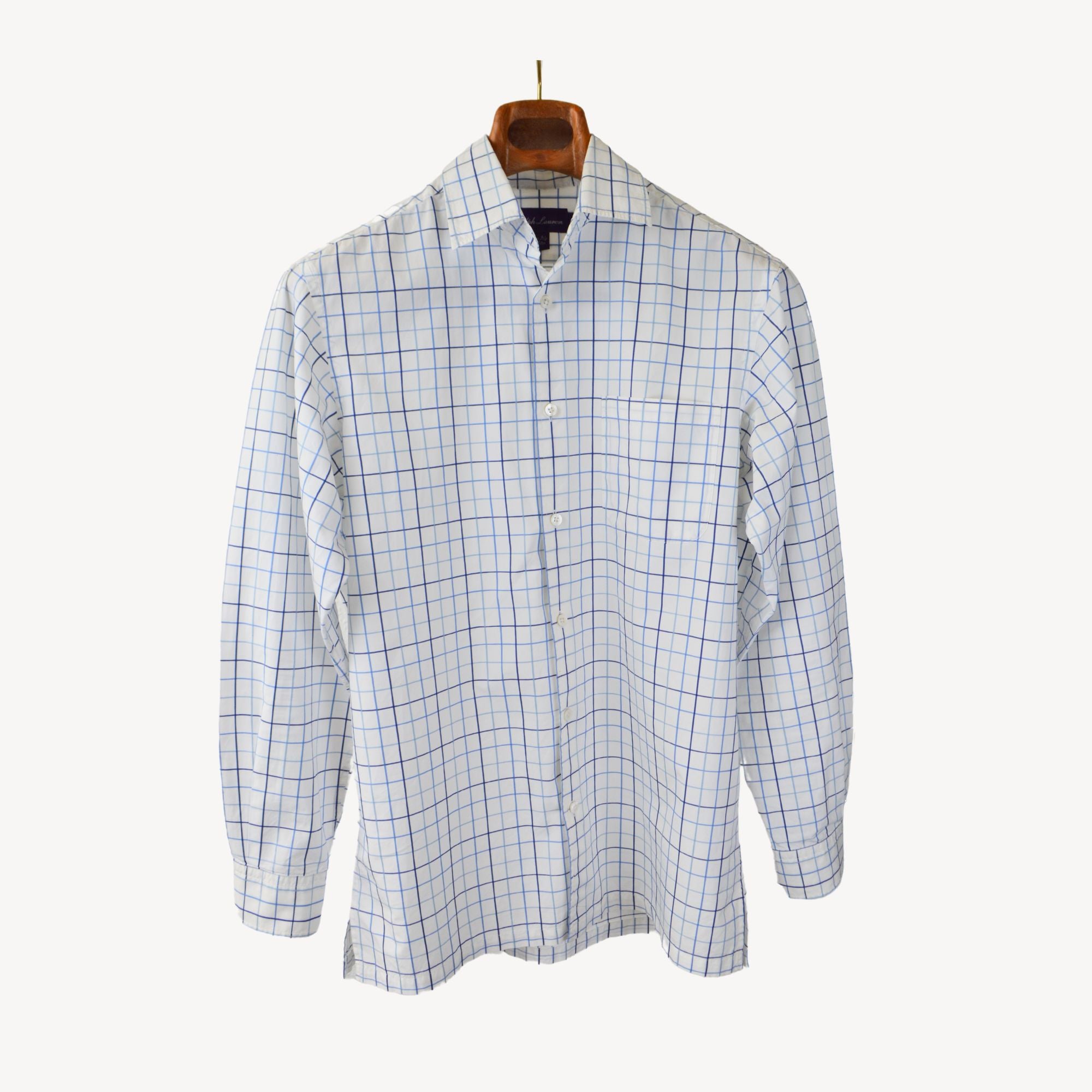 White/Blue Checked Cotton Shirt (39)