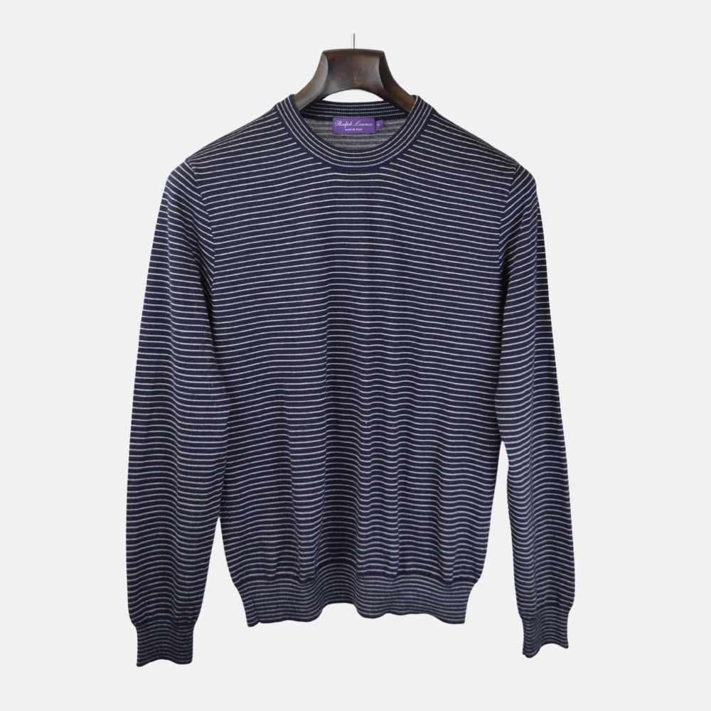 Navy/Creme Striped Sweater made of Cashmere/Silk (S)