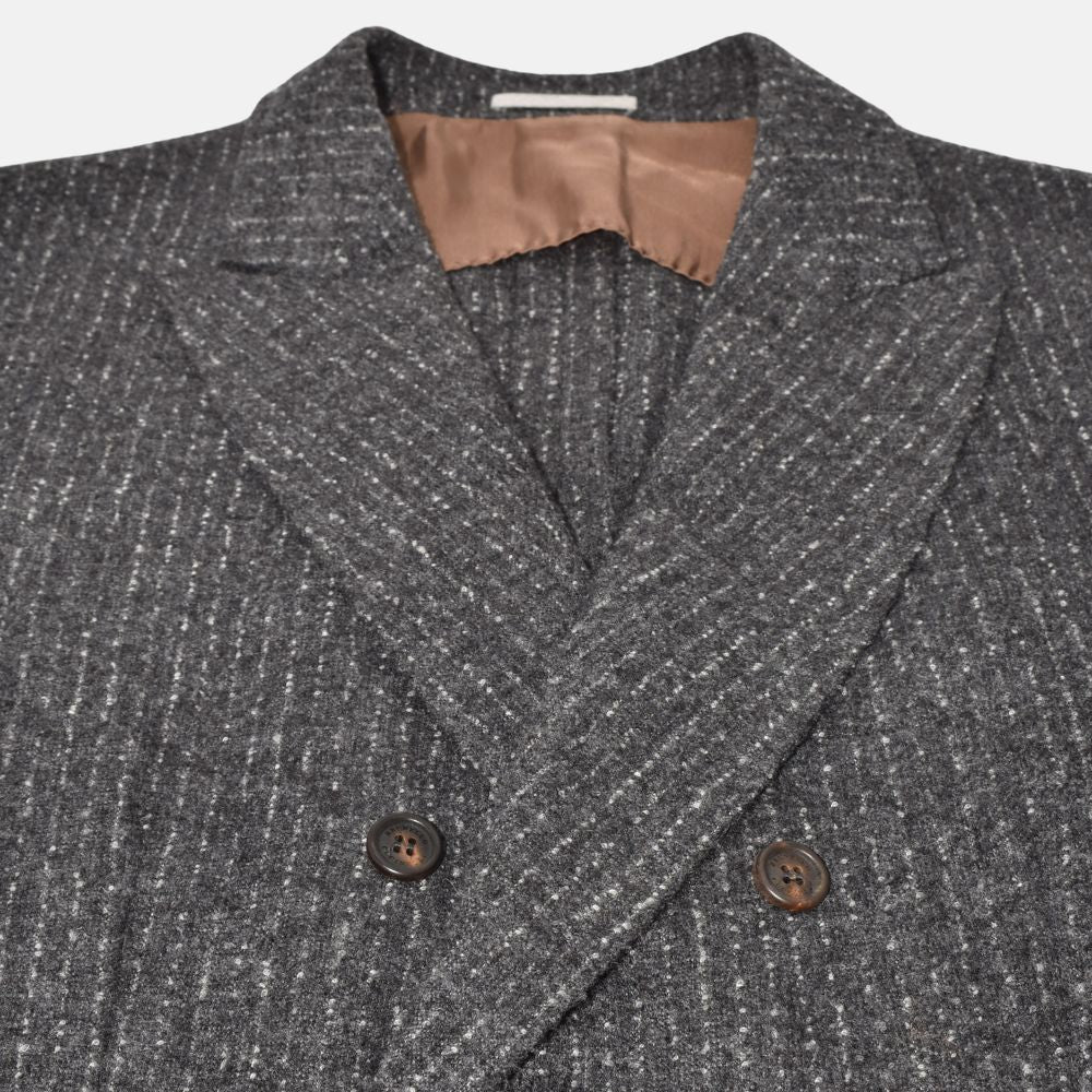 Gray-White Striped Double Breasted Blazer made of Alpaca/Wool/Polyamide/Cashmere (EU 52)