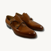 Brown Double-Monk Shoes made of Leather