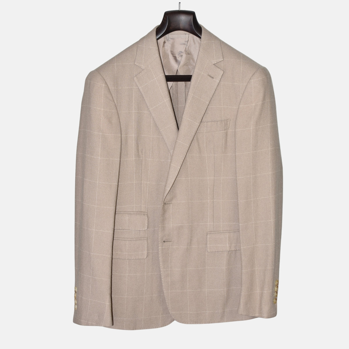 Beige Windowpane Cashmere Blazer (EU 50)