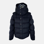 Navy Hooded Down Jacket/Vest made of Cashmere (XL)