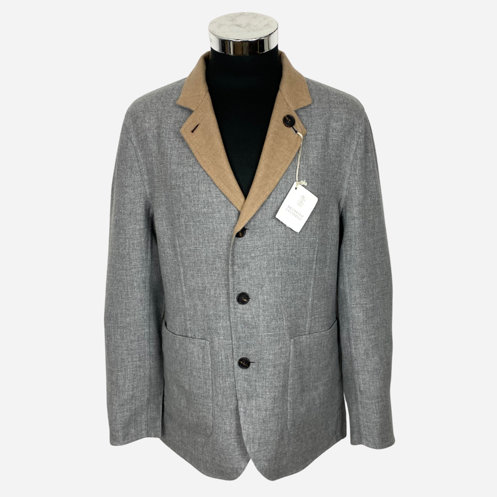 Grey/Beige Jacket made of Cashmere/Silk