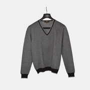 Gray/Brown Patterned Sweater made of Merino Wool (L)