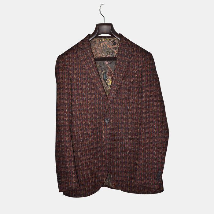 Multicoloured Checkered Blazer made of Linen/Cashmere (EU 50)