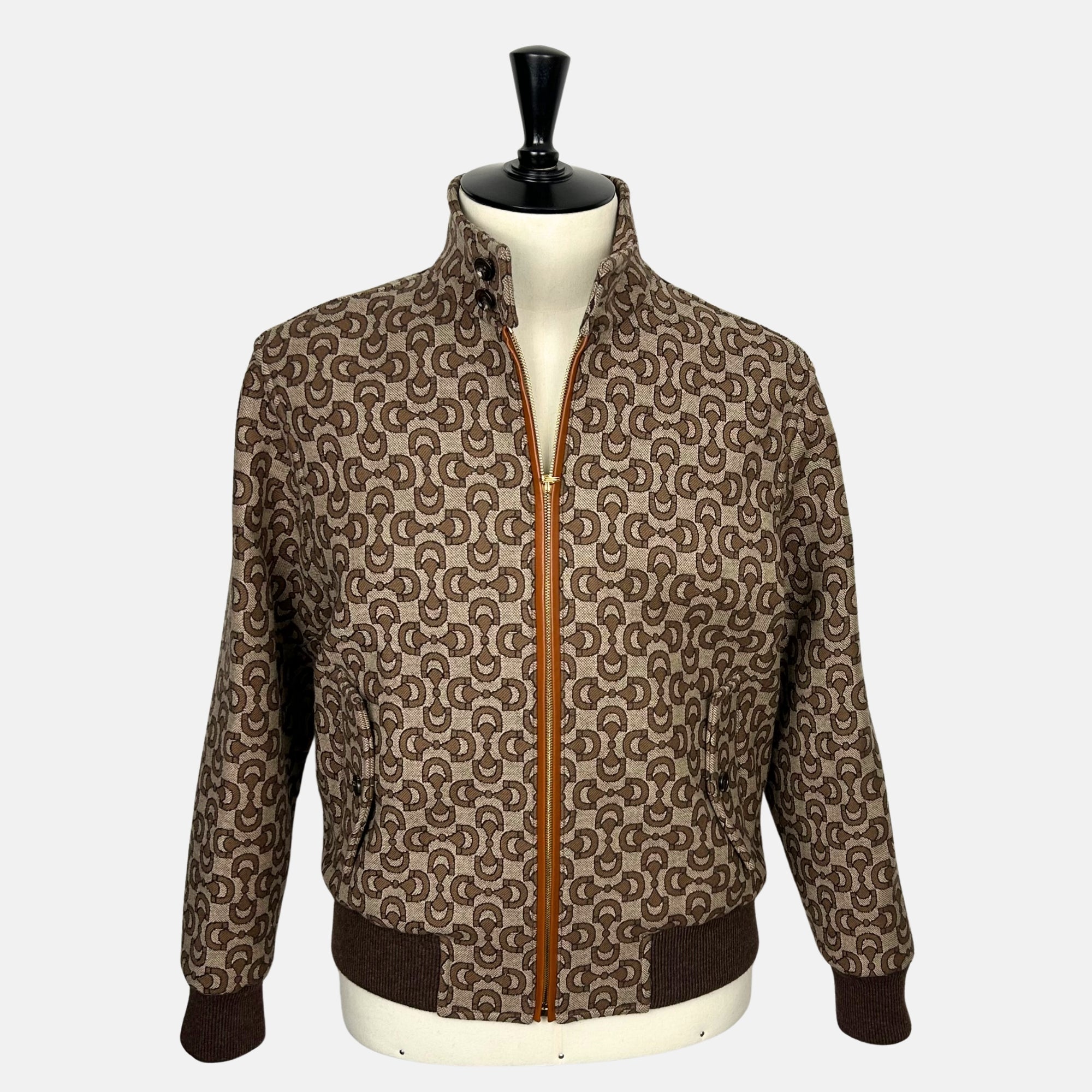 Beige-Ebony Bomber Jacket made of Wool/Silk (EU 46)