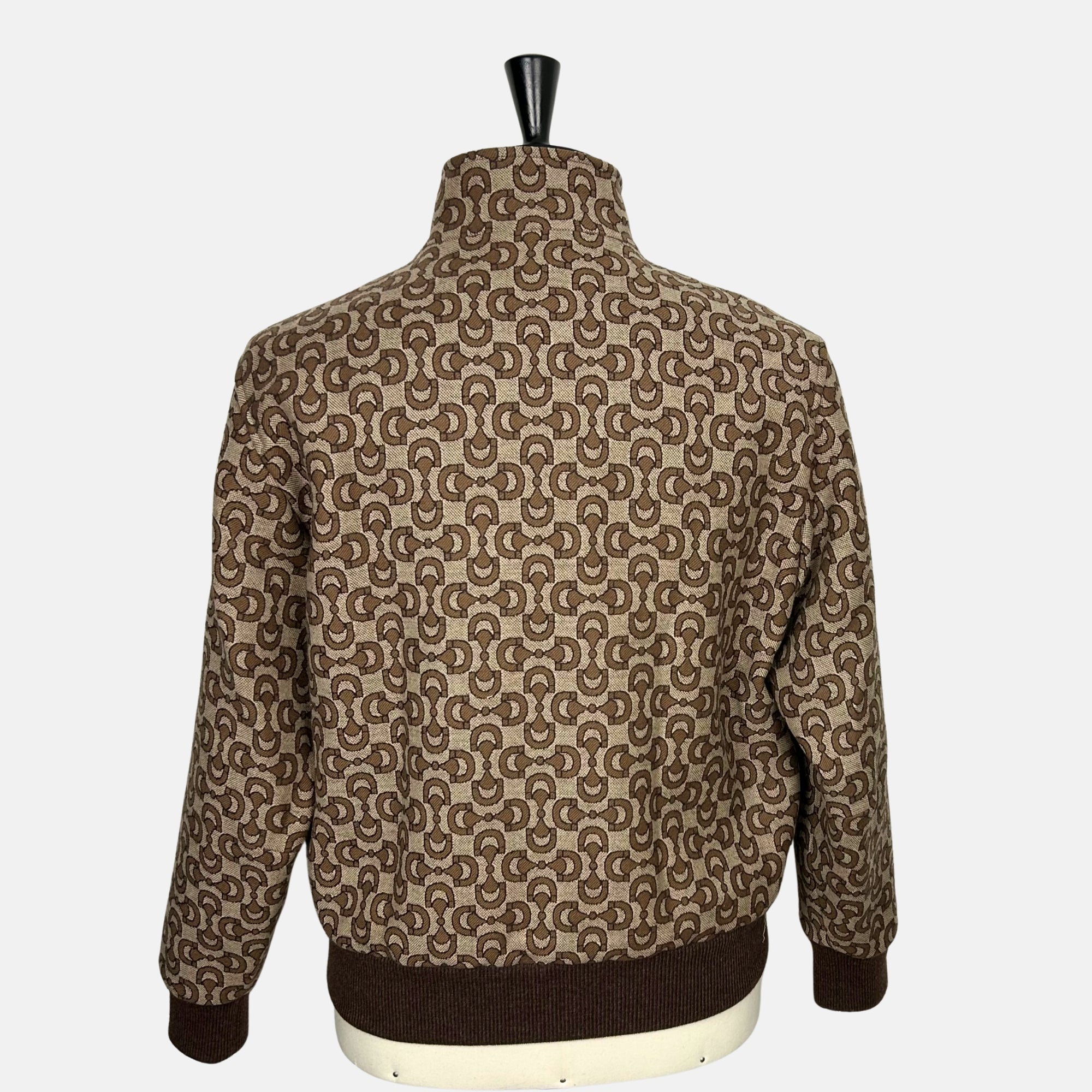 Beige-Ebony Bomber Jacket made of Wool/Silk (EU 46)