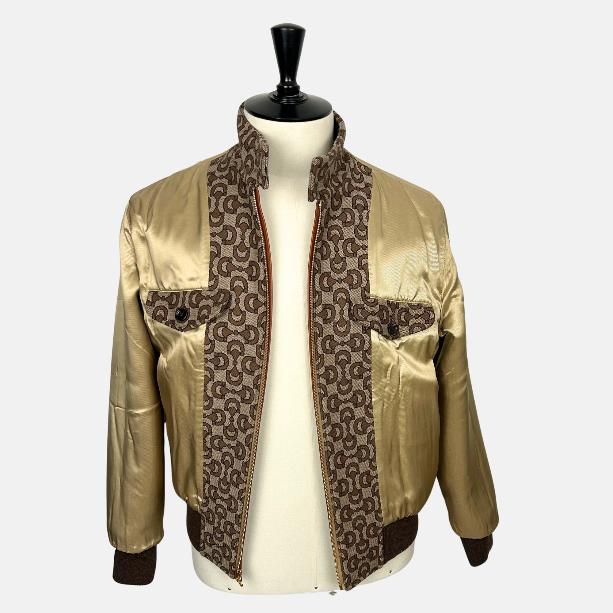 Beige-Ebony Bomber Jacket made of Wool/Silk (EU 46)