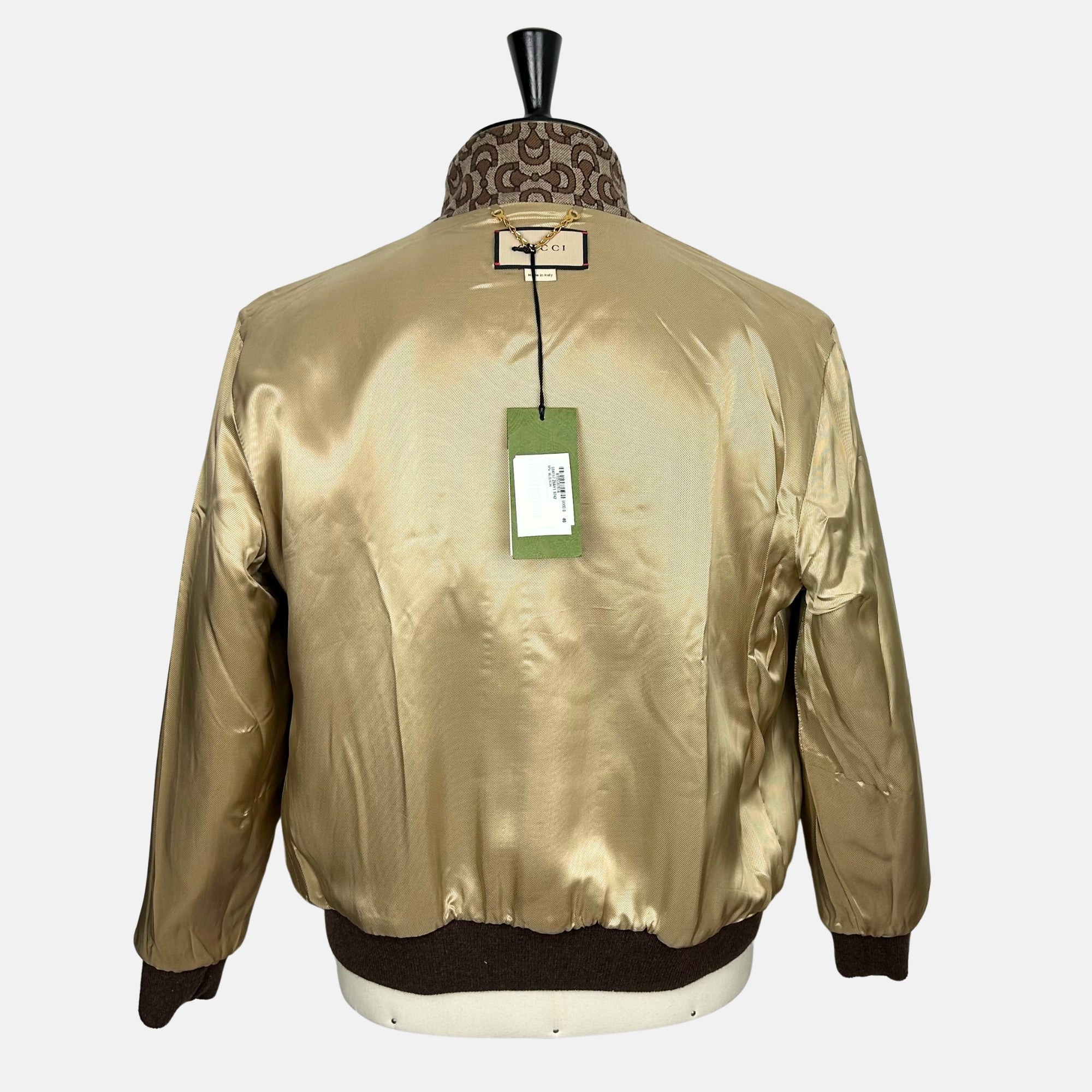 Beige-Ebony Bomber Jacket made of Wool/Silk (EU 46)