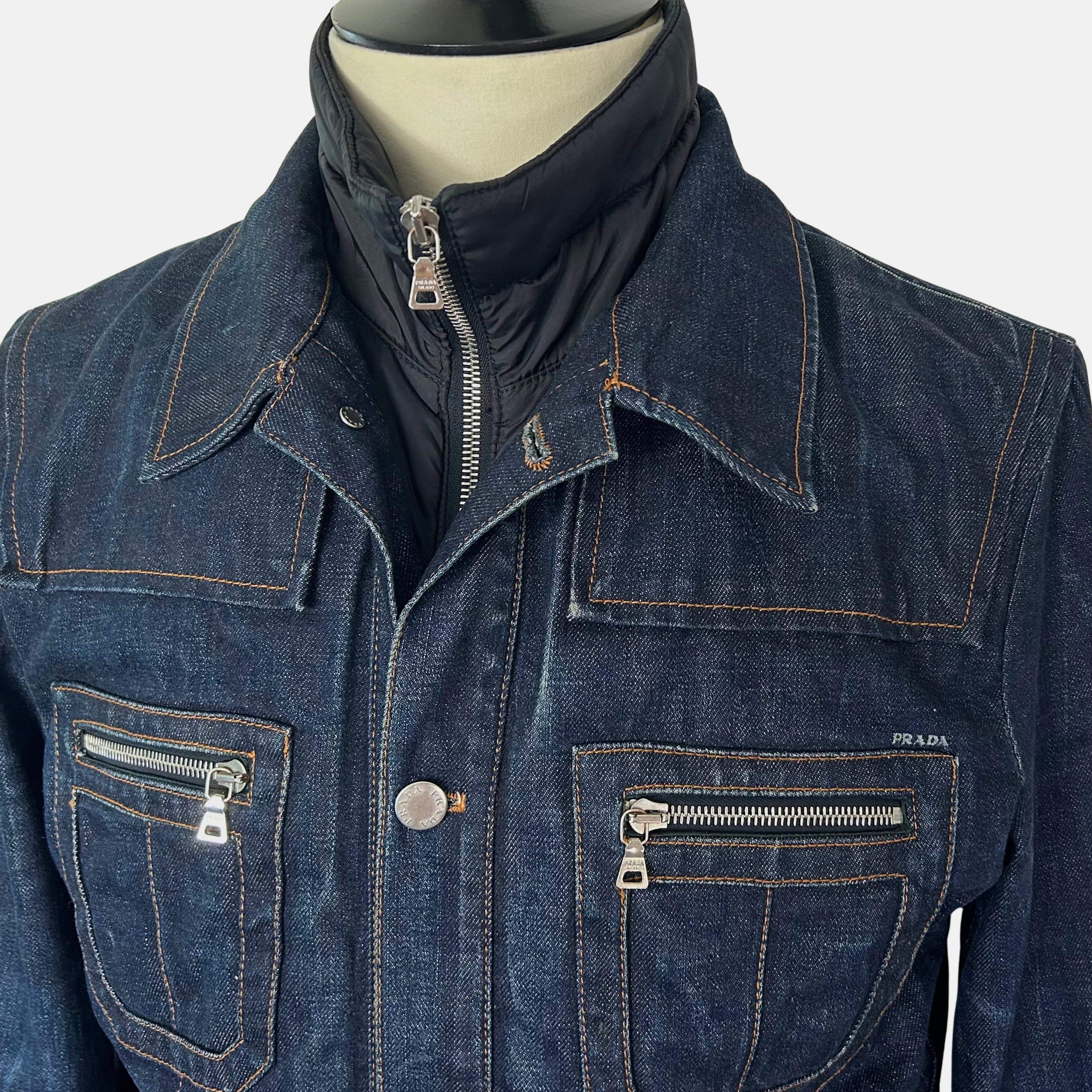 Navy Denim Jacket with Integrated Vest (EU 50)