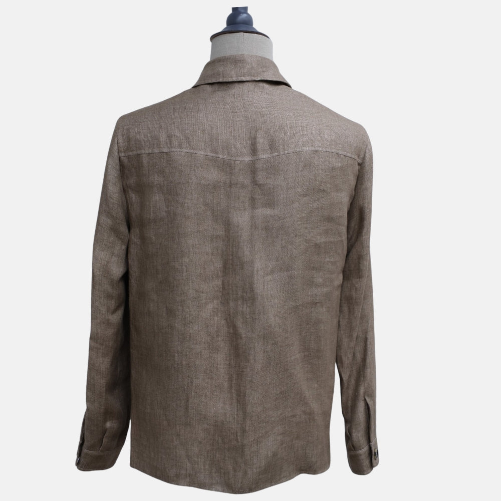Brown Linen Safari Overshirt (XL/3XL)