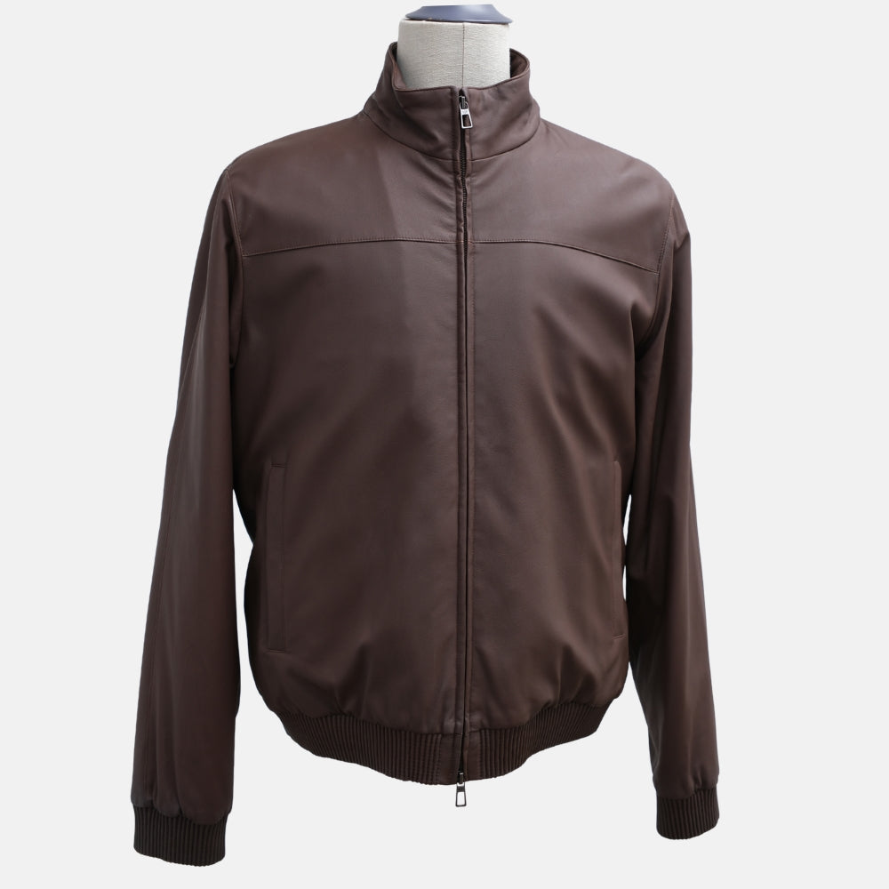 Brown Reindeer Leather Jacket with Castarino Lining (XL)