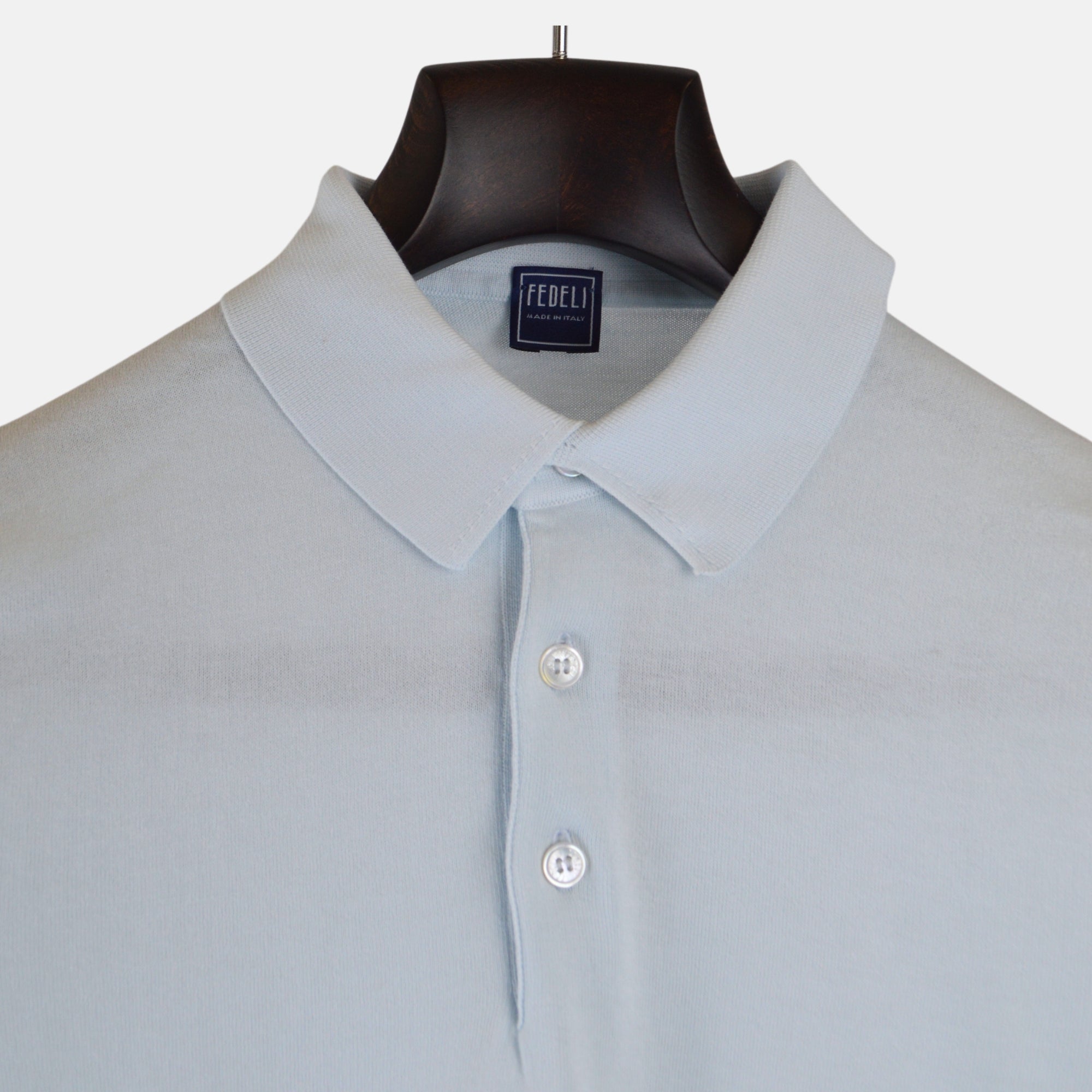 Light Blue Knit Poloshirt made of Cotton (EU 48)