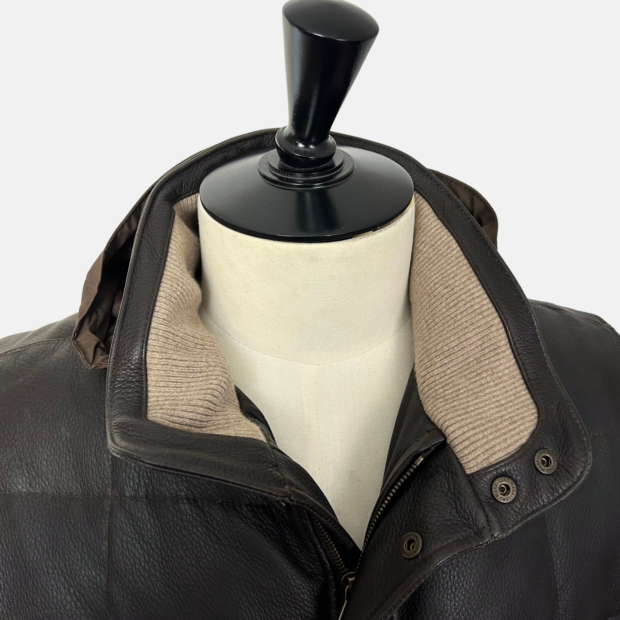 Dark Brown Down Vest made of Leather (L)