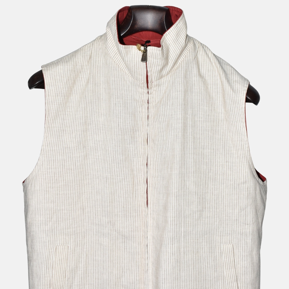 Red-Offwhite/Striped Reversible Vest (S)