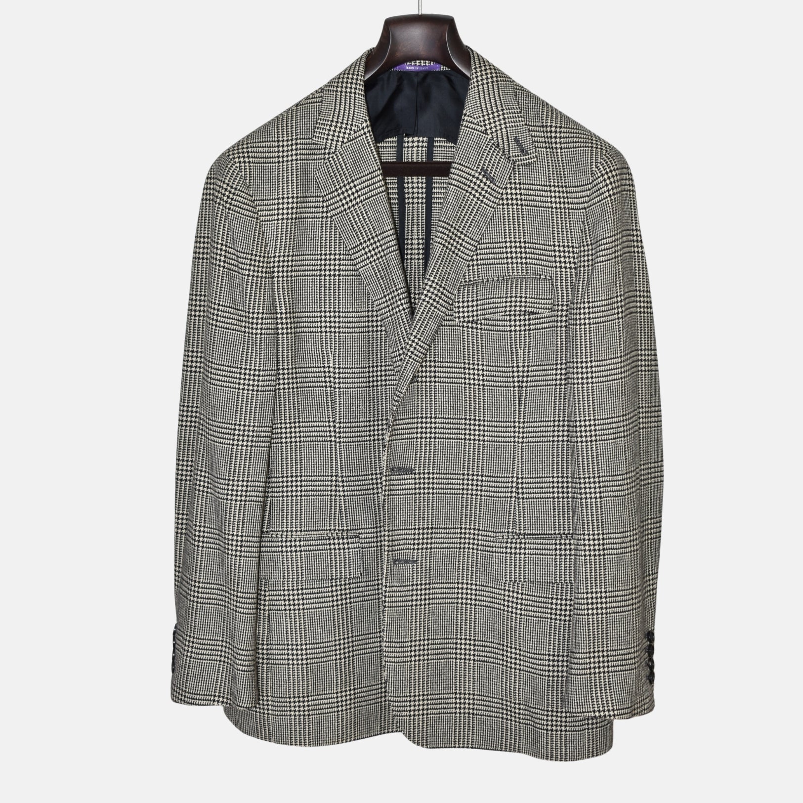 White/Black Glencheck Wool Blazer (EU 50)