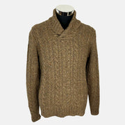 Brown Patterned Sweater made of Linen/Wool/Viscose/Polyamide/Silk (M)