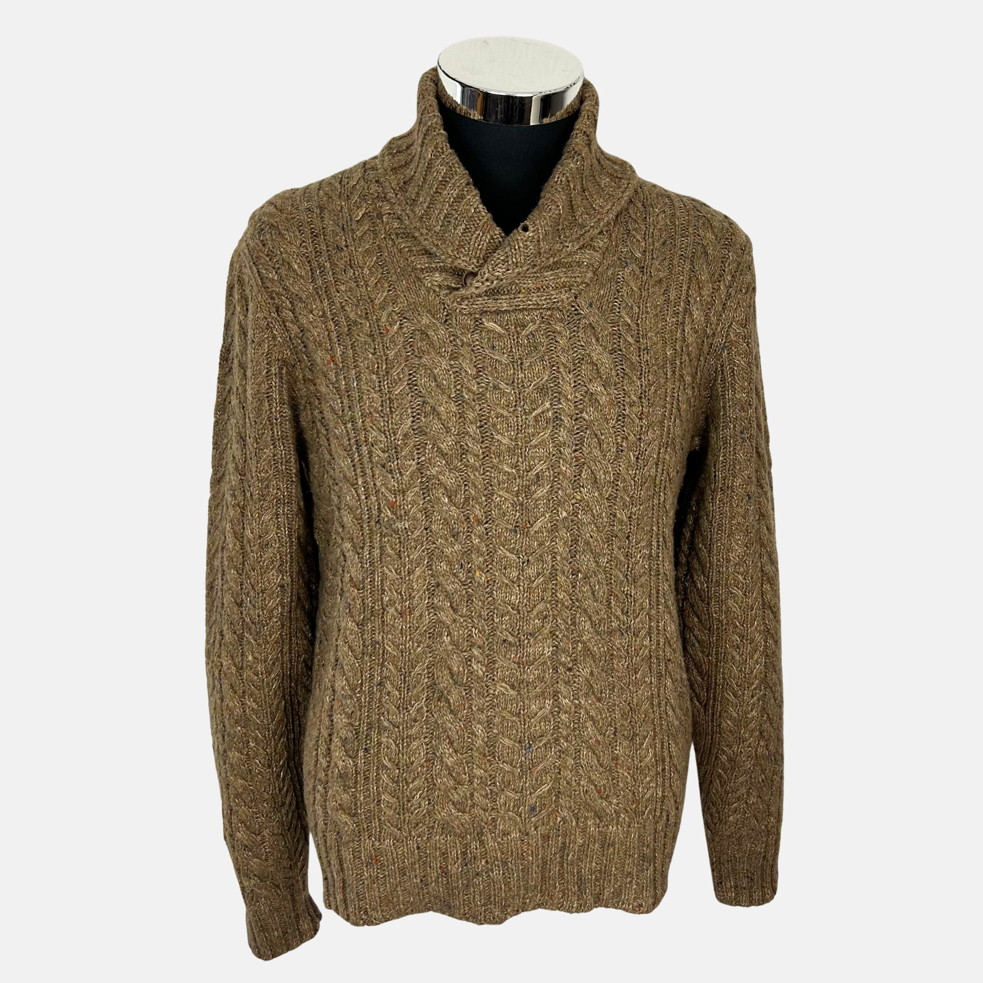 Brown Patterned Sweater made of Linen/Wool/Viscose/Polyamide/Silk (M)