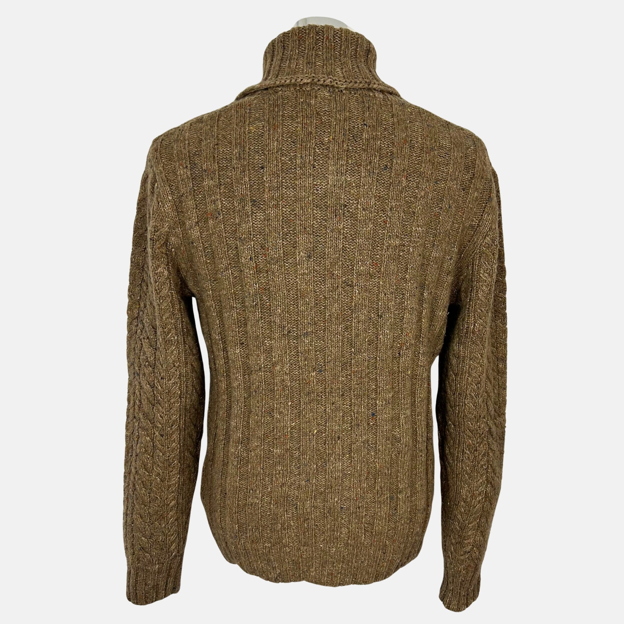 Brown Patterned Sweater made of Linen/Wool/Viscose/Polyamide/Silk (M)