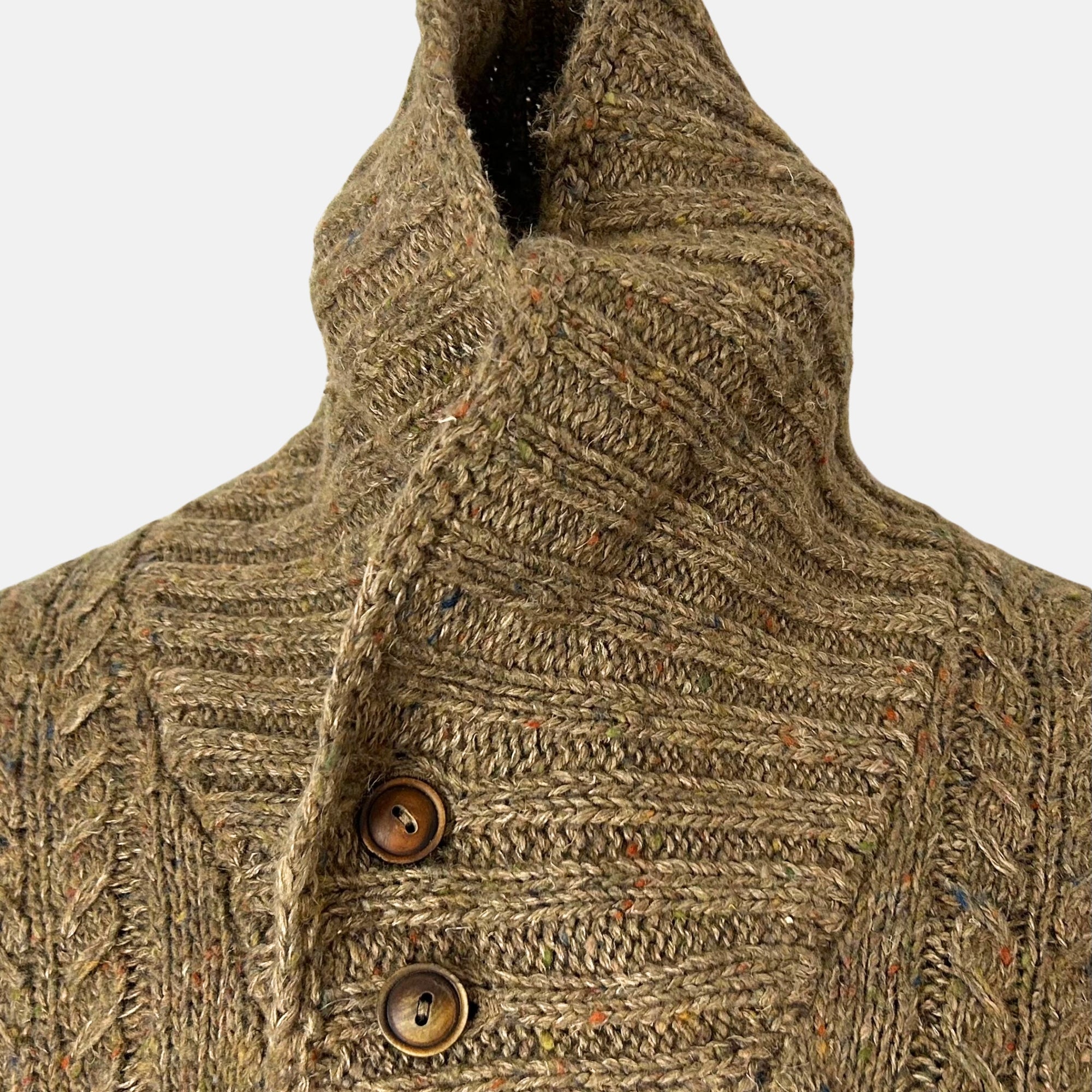 Brown Patterned Sweater made of Linen/Wool/Viscose/Polyamide/Silk (M)