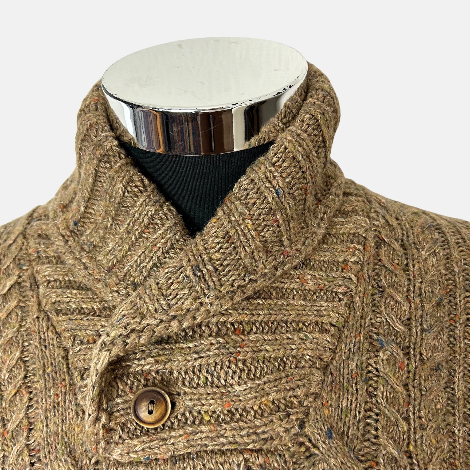 Brown Patterned Sweater made of Linen/Wool/Viscose/Polyamide/Silk (M)