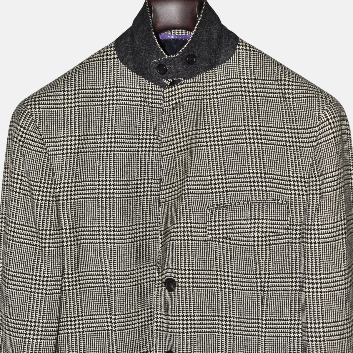 White/Black Glencheck Wool Blazer (EU 50)