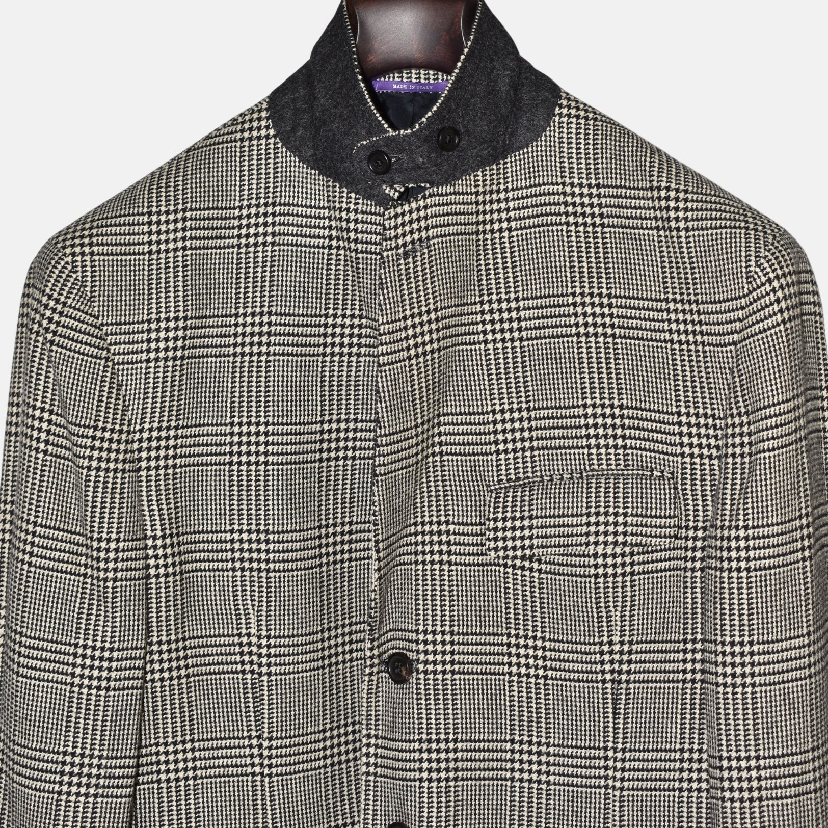 White/Black Glencheck Wool Blazer (EU 50)