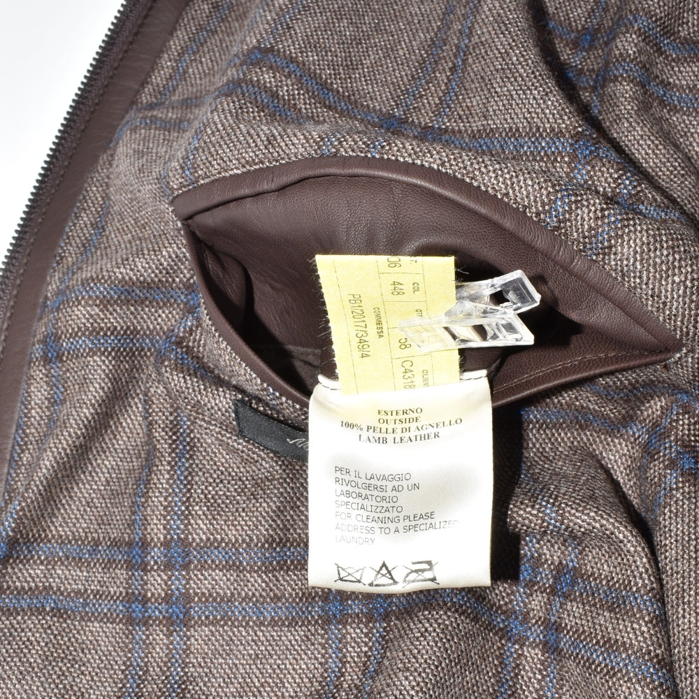 Brown Leather Jacket with Cashmere Details (EU 58)