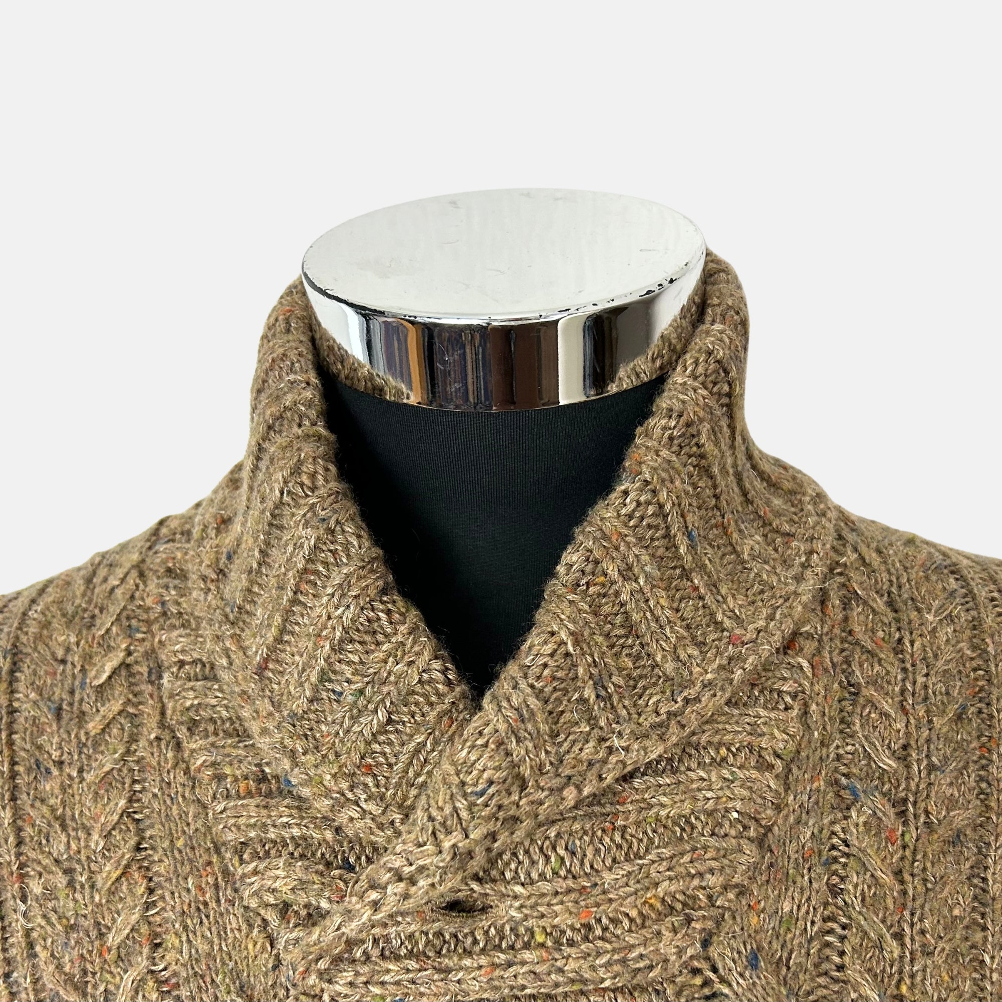 Brown Patterned Sweater made of Linen/Wool/Viscose/Polyamide/Silk (M)