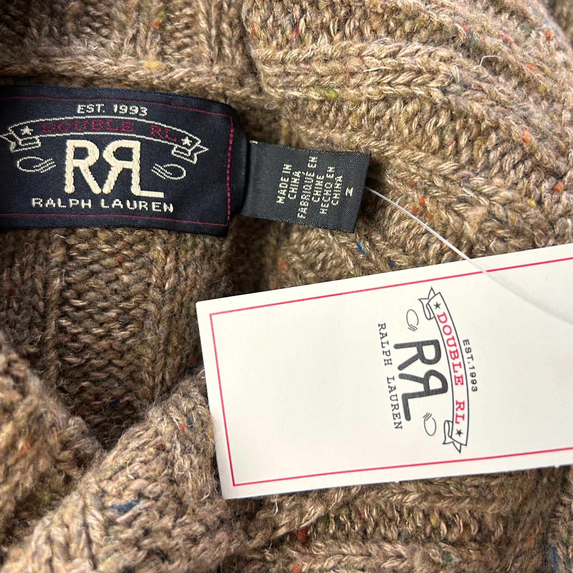 Brown Patterned Sweater made of Linen/Wool/Viscose/Polyamide/Silk (M)