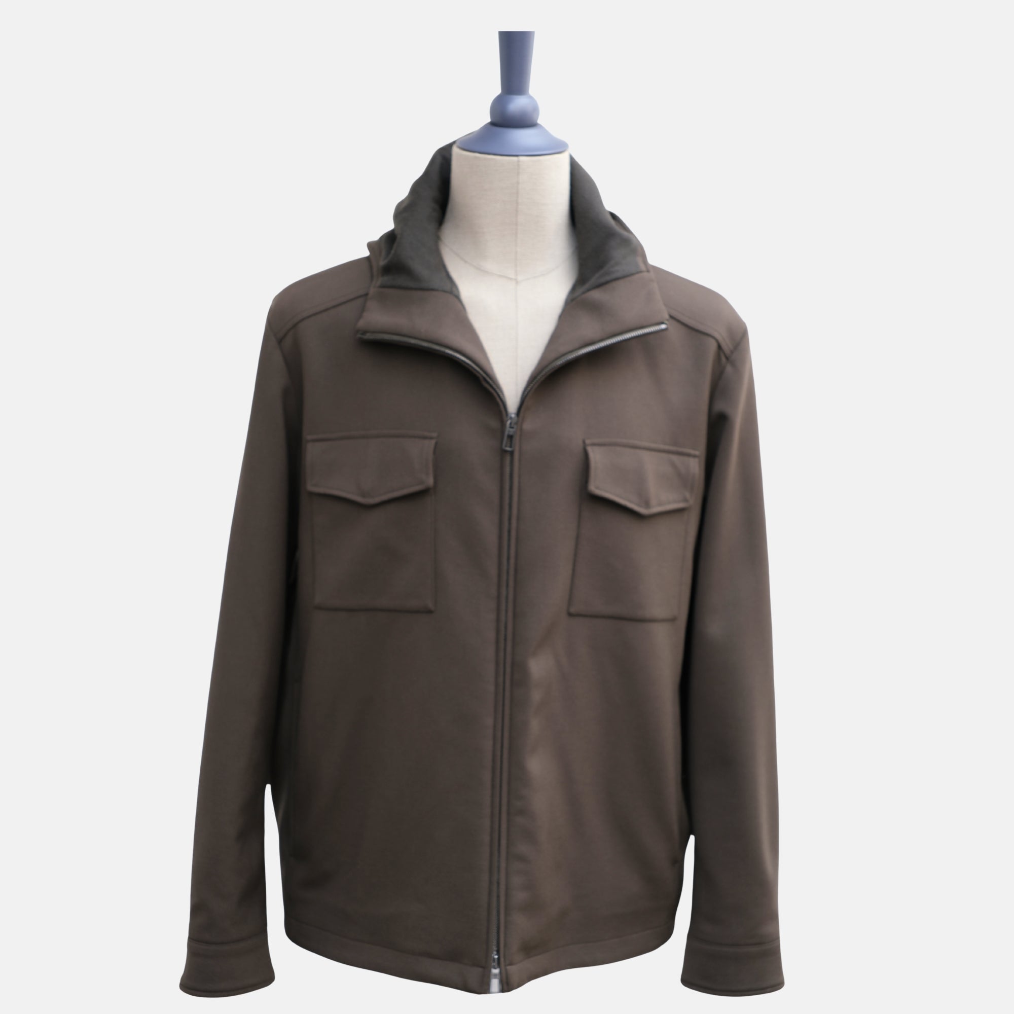 Brown Hooded Jacket made of Virgin Wool (L)