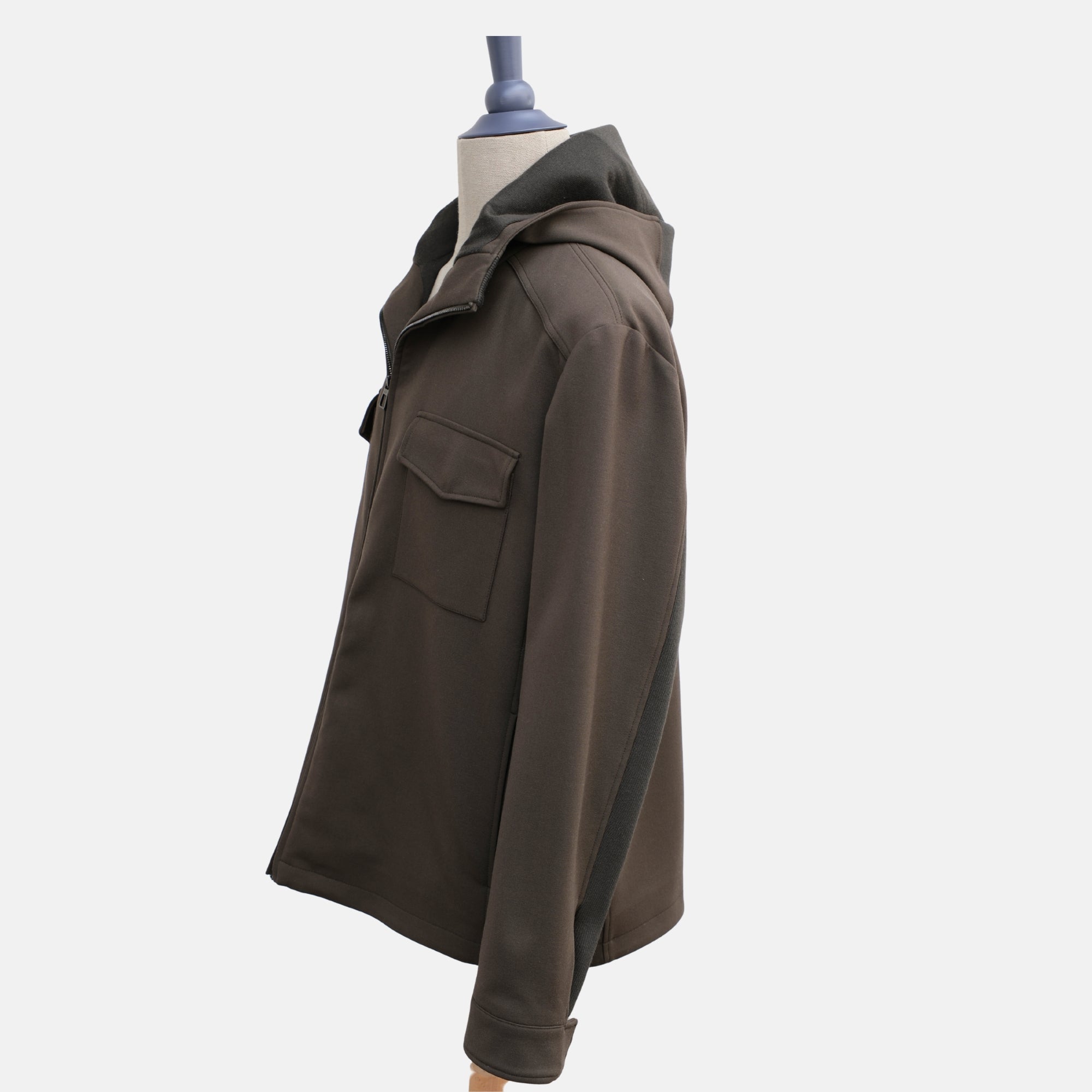 Brown Hooded Jacket made of Virgin Wool (L)
