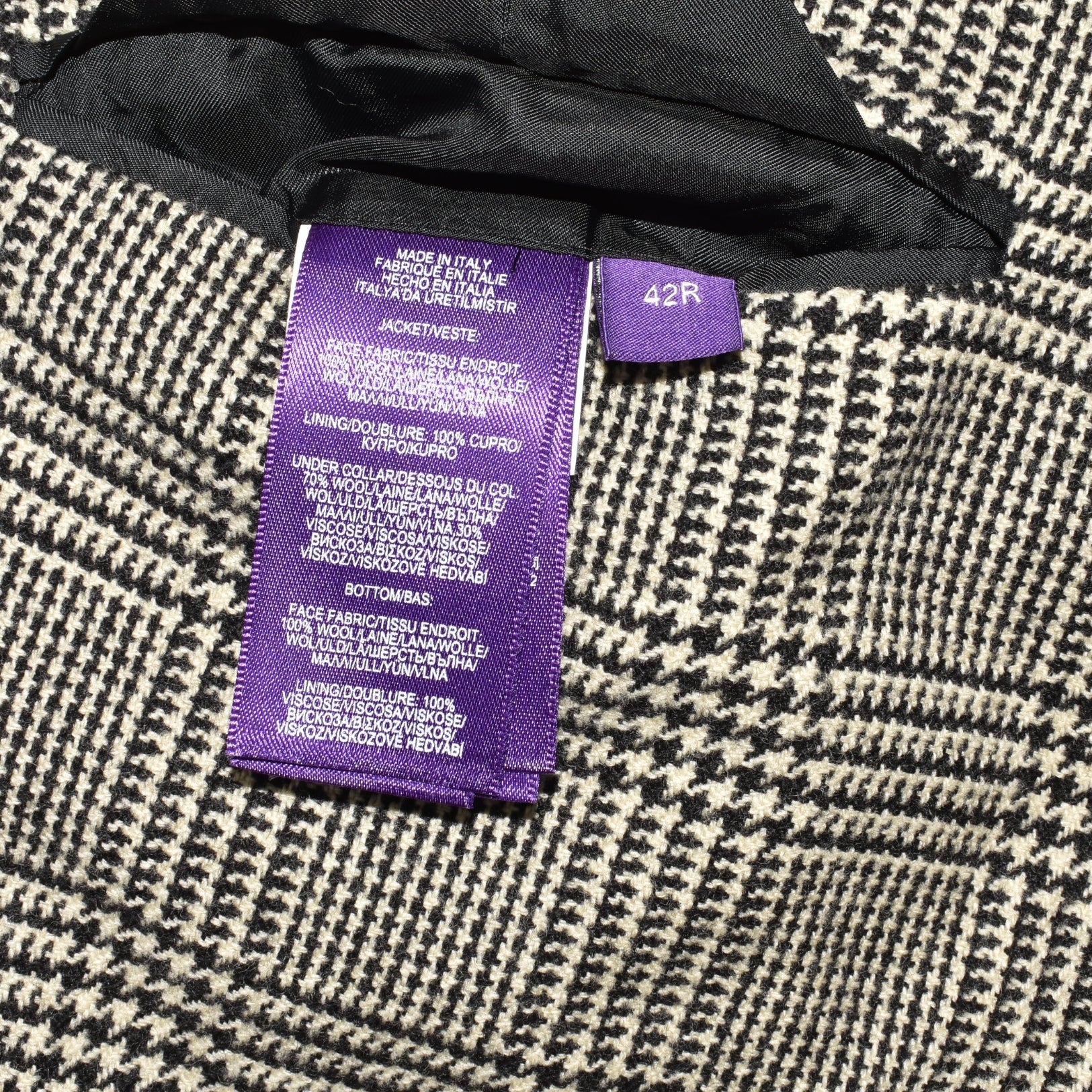 White/Black Glencheck Wool Blazer (EU 50)