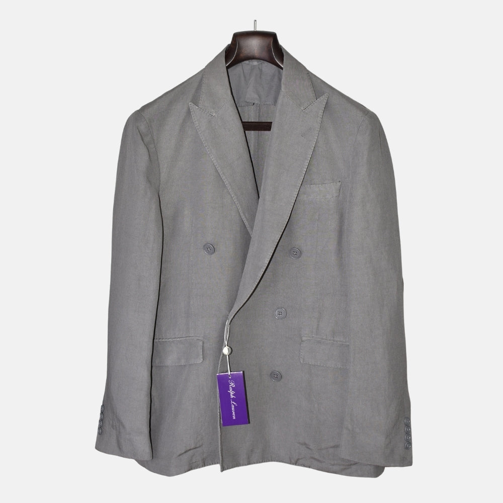 Grey Double Breasted Linen Blazer (EU 52)