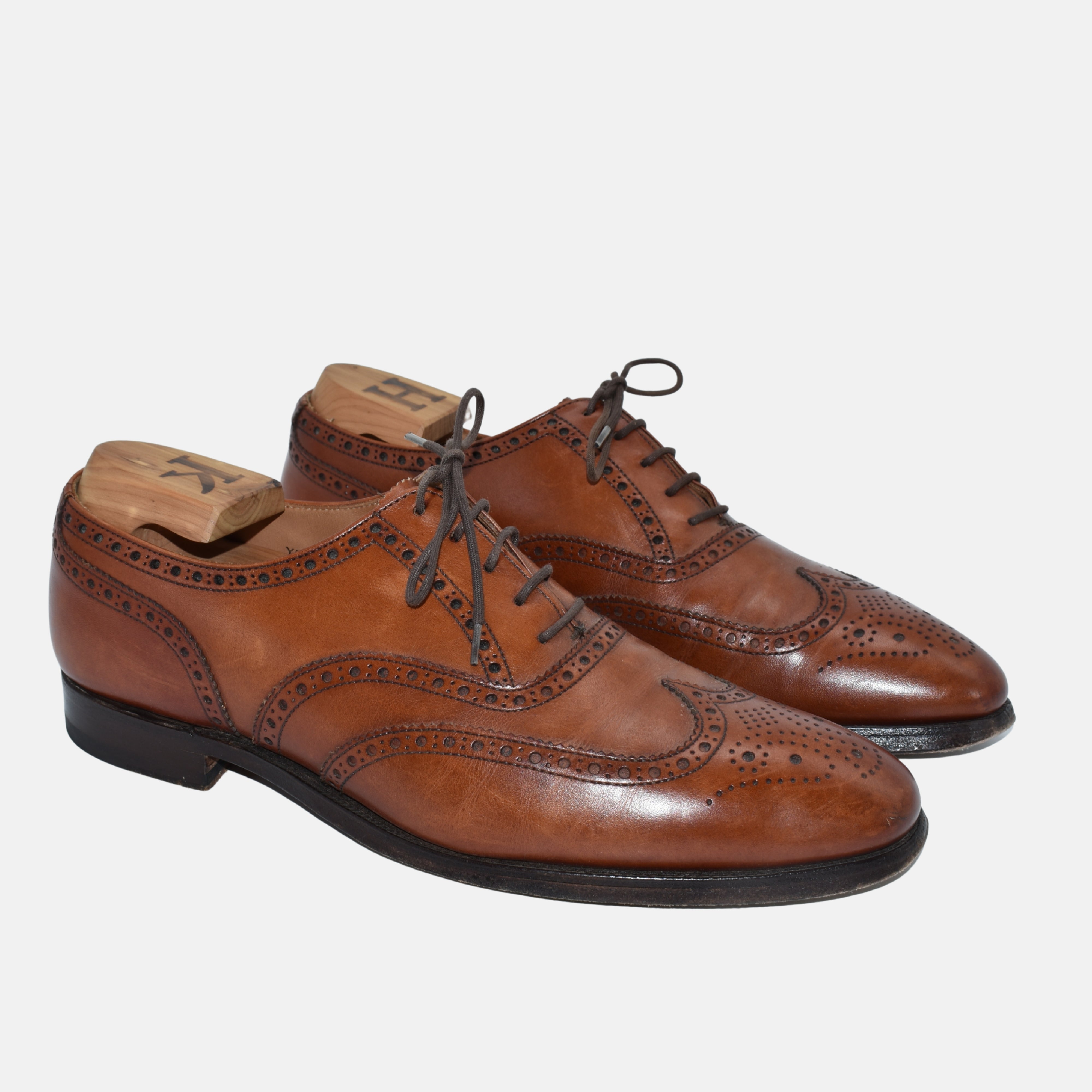 Cognac Budapester Leather Shoes "Finsbury" (EU 42)